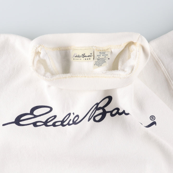 Vintage 90'S Eddie Bauer logo sweatshirt, Made in USA, Men's Size Medium cotton white type Vintage Second Hand