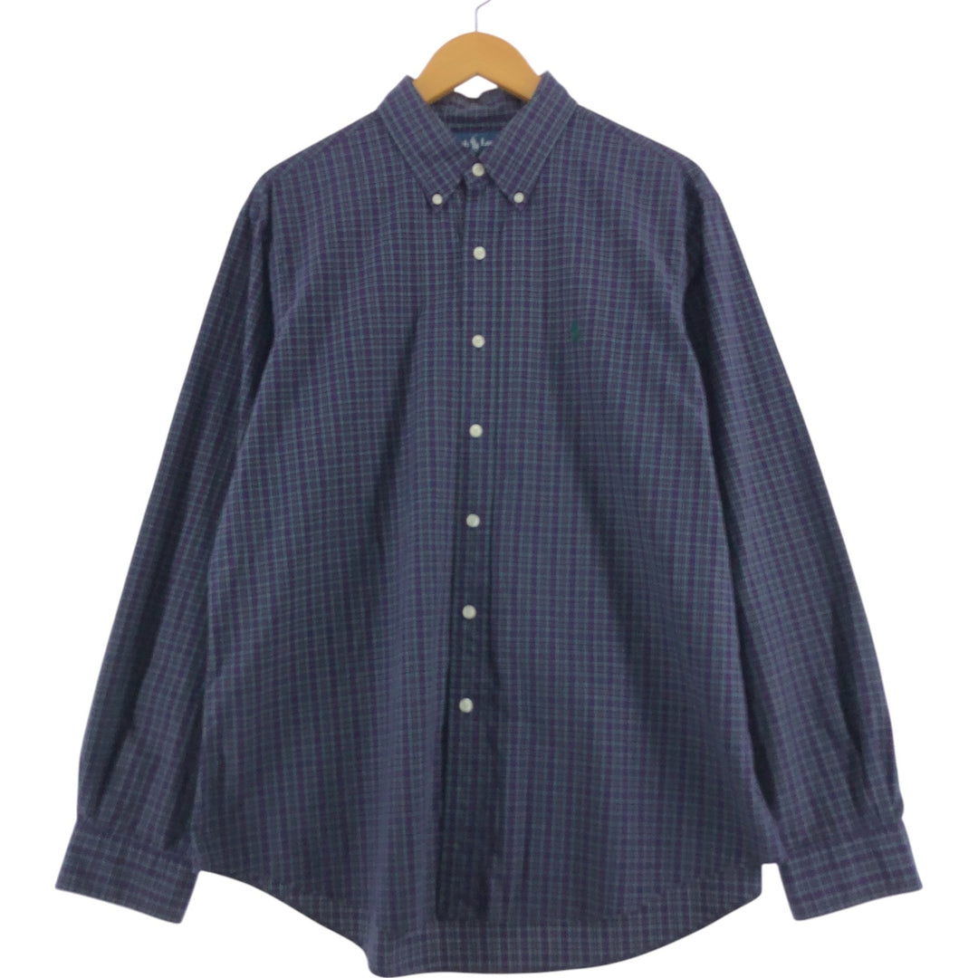 Ralph Lauren CUSTOM FIT Gingham Check Long Sleeve Button Down Check Shirt Men's XL cotton Green type dark green Vintage Second Hand
