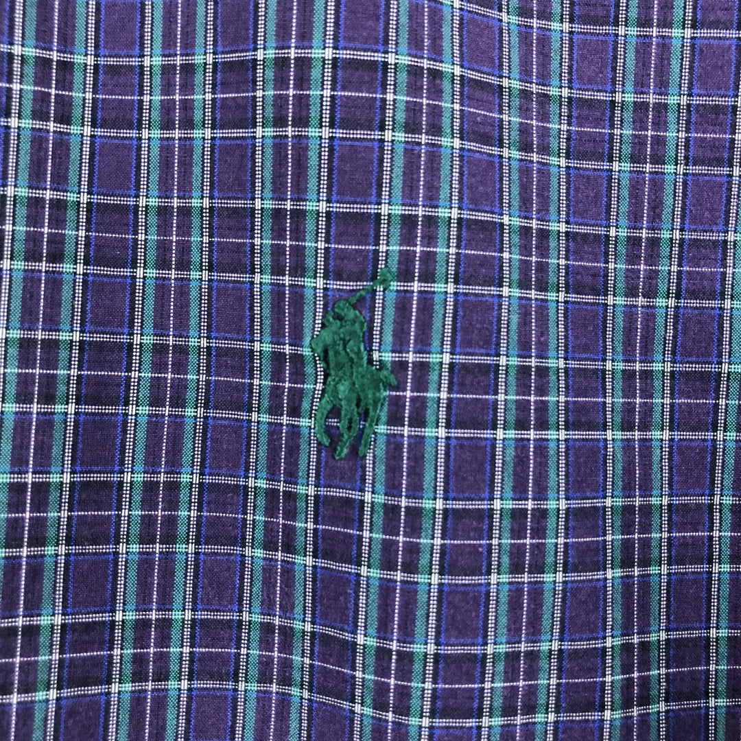 Ralph Lauren CUSTOM FIT Gingham Check Long Sleeve Button Down Check Shirt Men's XL cotton Green type dark green Vintage Second Hand
