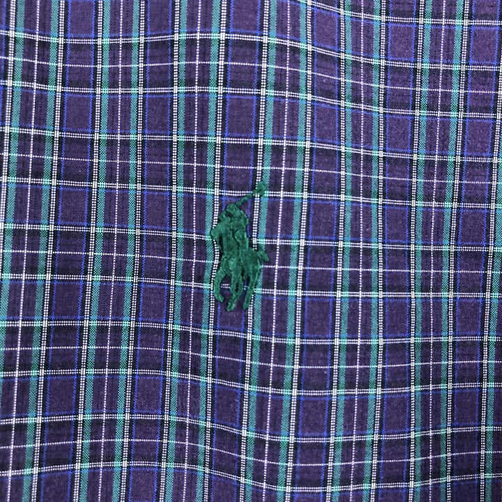 Ralph Lauren CUSTOM FIT Gingham Check Long Sleeve Button Down Check Shirt Men's XL cotton Green type dark green Vintage Second Hand