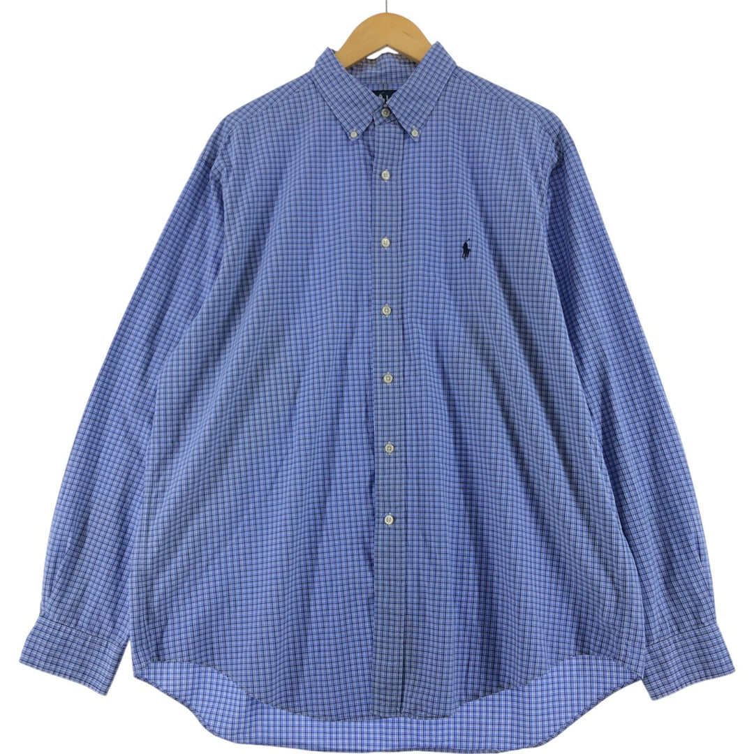 Ralph Lauren YARMOUTH Long Sleeve Button Down Check Shirt Men's XL cotton blue type Vintage Second Hand