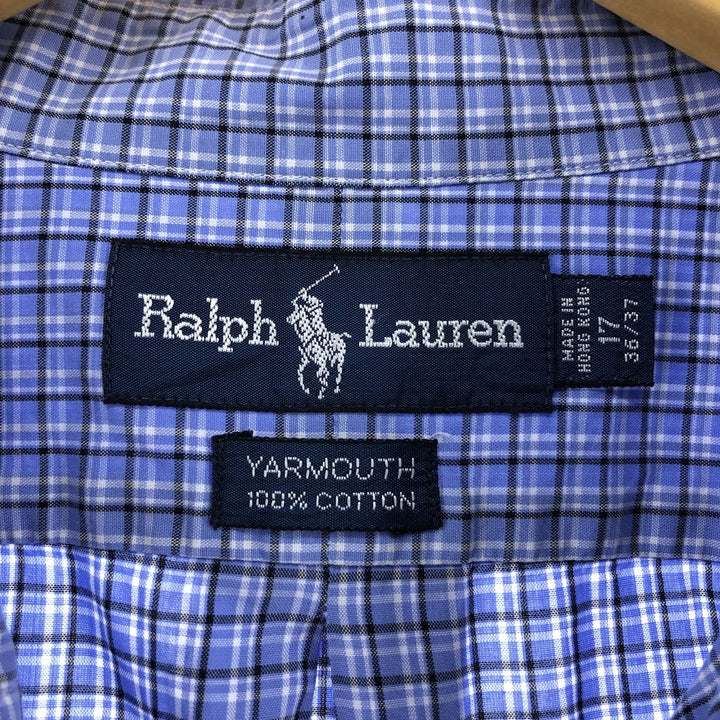 Ralph Lauren YARMOUTH Long Sleeve Button Down Check Shirt Men's XL cotton blue type Vintage Second Hand
