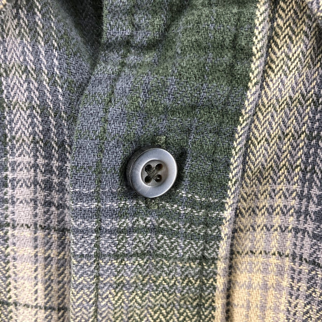 00'S Eddie Bauer RELAXED FIT ombre check long sleeve button down light flannel shirt men's size L / eaa523789