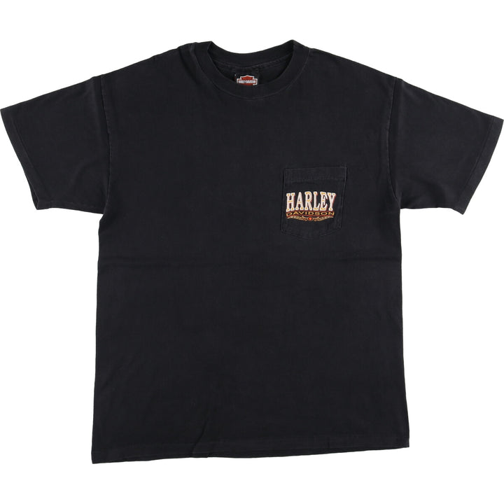 90'S Harley-Davidson Hanes Back Print Motorcycle Bike T-Shirt Made in USA Men's L /eaa523804