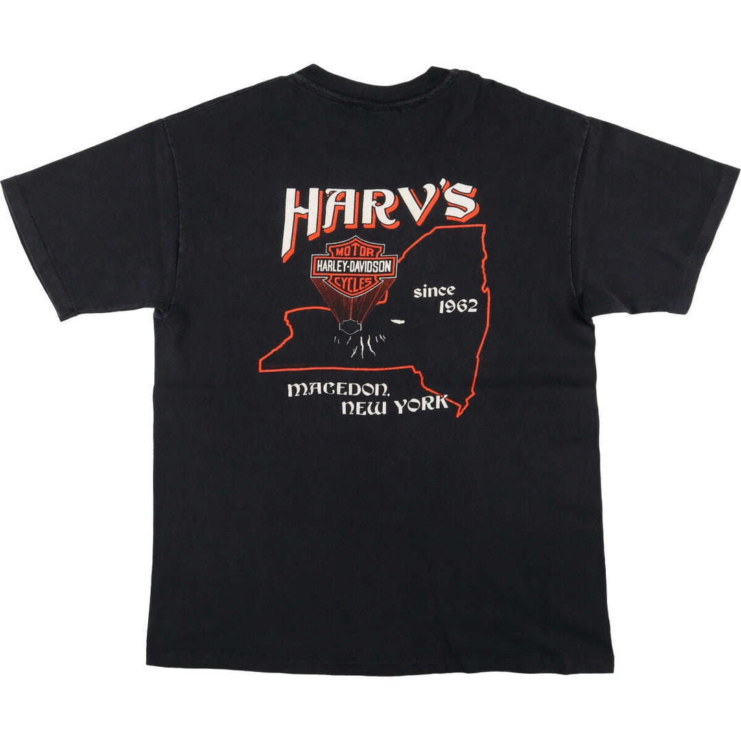 90'S Harley-Davidson Hanes Back Print Motorcycle Bike T-Shirt Made in USA Men's L /eaa523804