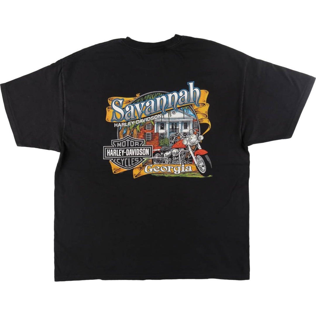 00'S Harley-Davidson Motorcycle Bike T-shirt Made in USA Men's XXL cotton black type Vintage Second Hand