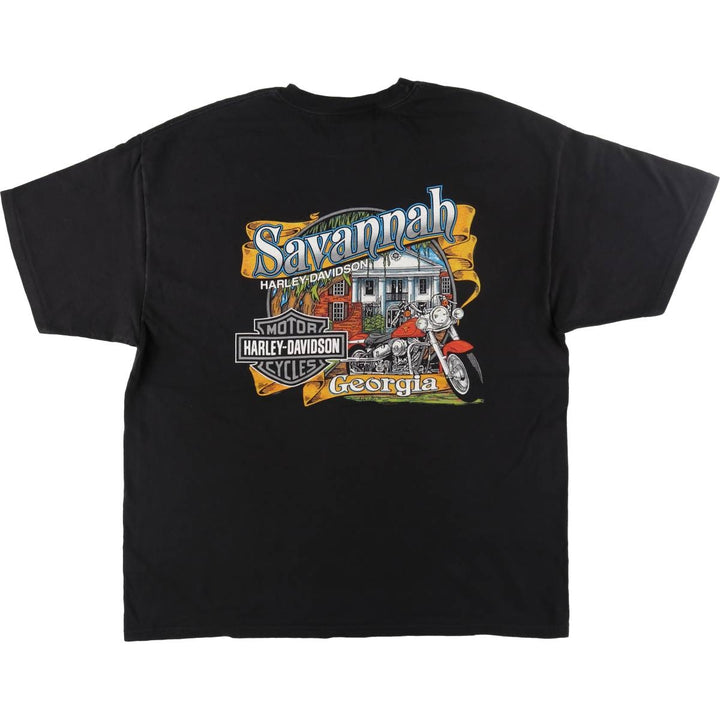 00'S Harley-Davidson Motorcycle Bike T-shirt Made in USA Men's XXL cotton black type Vintage Second Hand