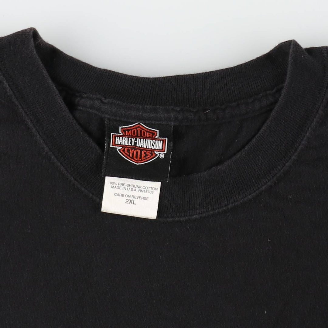 00'S Harley-Davidson Motorcycle Bike T-shirt Made in USA Men's XXL cotton black type Vintage Second Hand