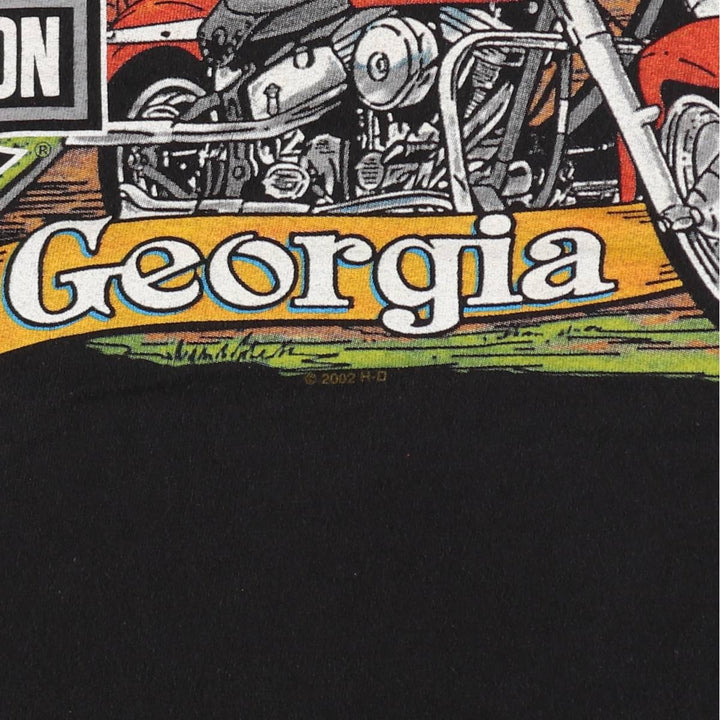 00'S Harley-Davidson Motorcycle Bike T-shirt Made in USA Men's XXL cotton black type Vintage Second Hand