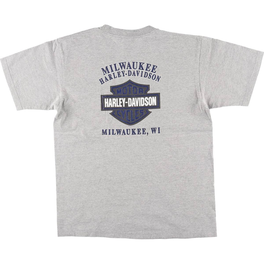 00'S Harley-Davidson Motorcycle Bike T-shirt Made in USA Men's L size cotton gray type Vintage Second Hand