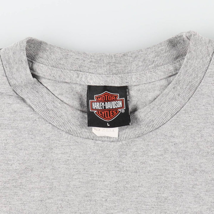 00'S Harley-Davidson Motorcycle Bike T-shirt Made in USA Men's L size cotton gray type Vintage Second Hand