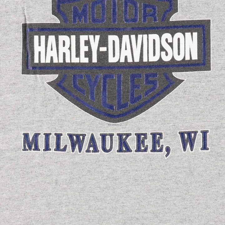 00'S Harley-Davidson Motorcycle Bike T-shirt Made in USA Men's L size cotton gray type Vintage Second Hand