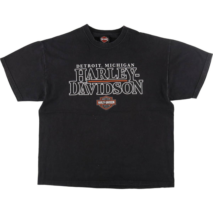 00'S Harley-Davidson Motorcycle Bike T-shirt Made in USA Men's XL cotton black type Vintage Second Hand