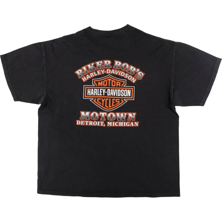 00'S Harley-Davidson Motorcycle Bike T-shirt Made in USA Men's XL cotton black type Vintage Second Hand
