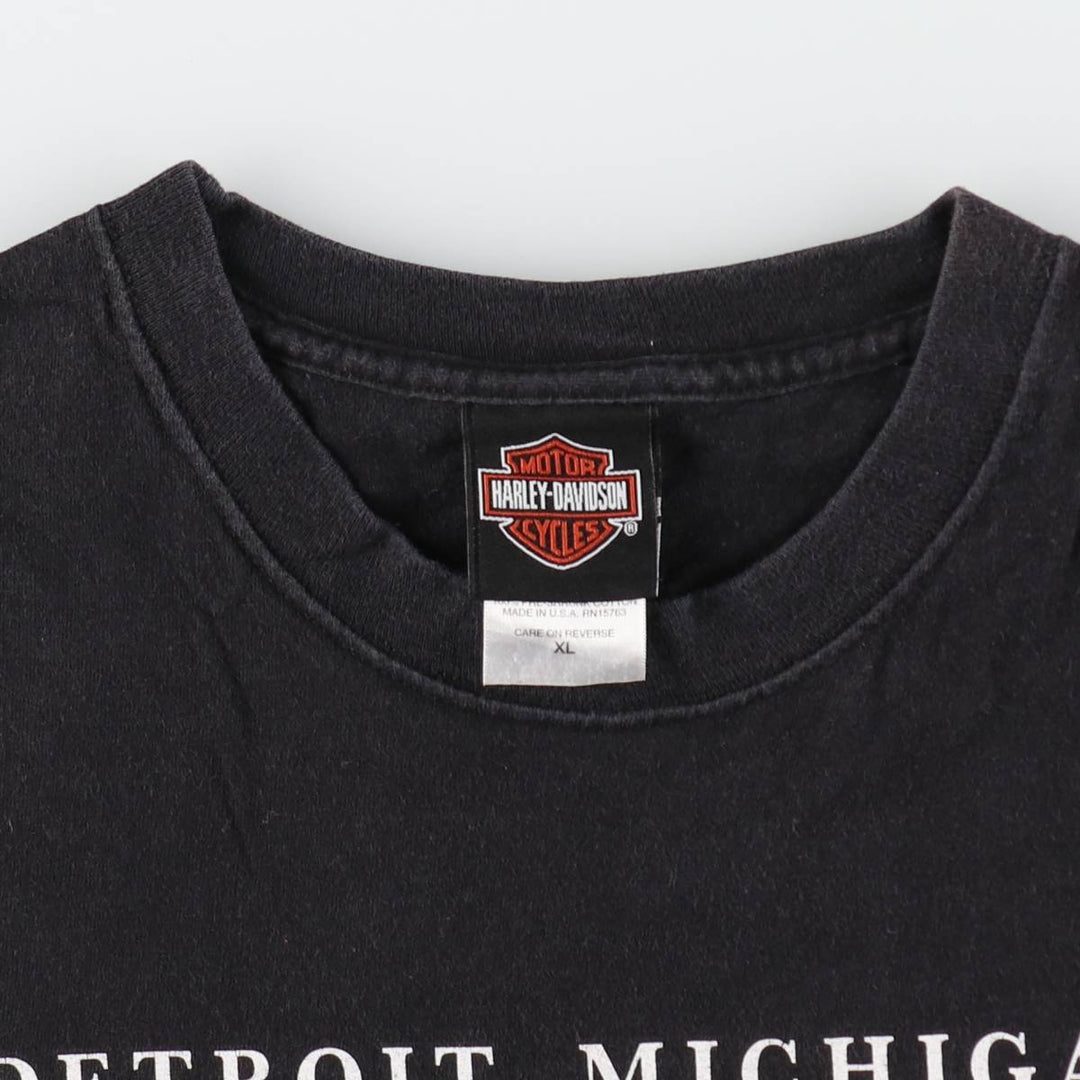 00'S Harley-Davidson Motorcycle Bike T-shirt Made in USA Men's XL cotton black type Vintage Second Hand