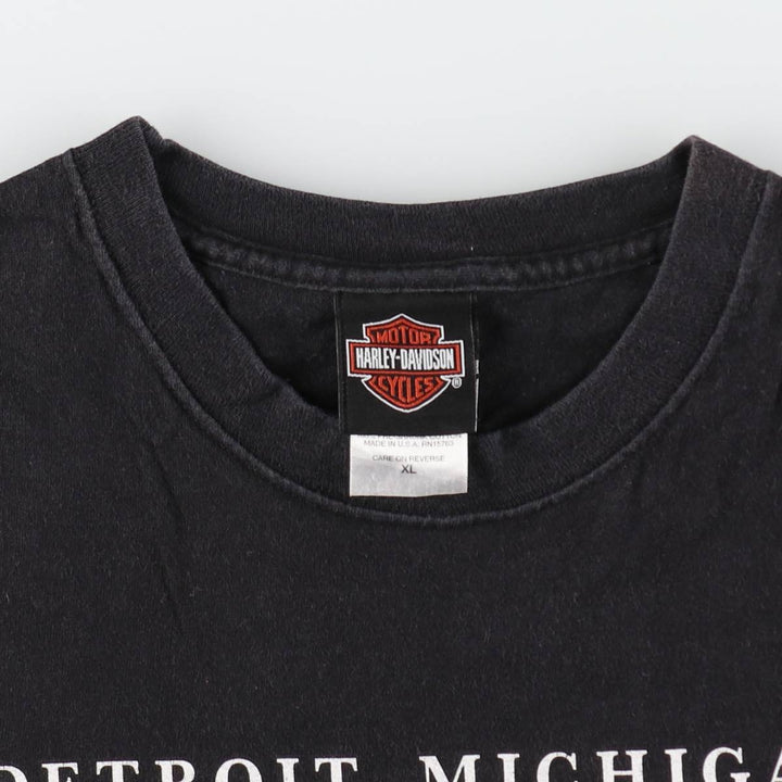 00'S Harley-Davidson Motorcycle Bike T-shirt Made in USA Men's XL cotton black type Vintage Second Hand