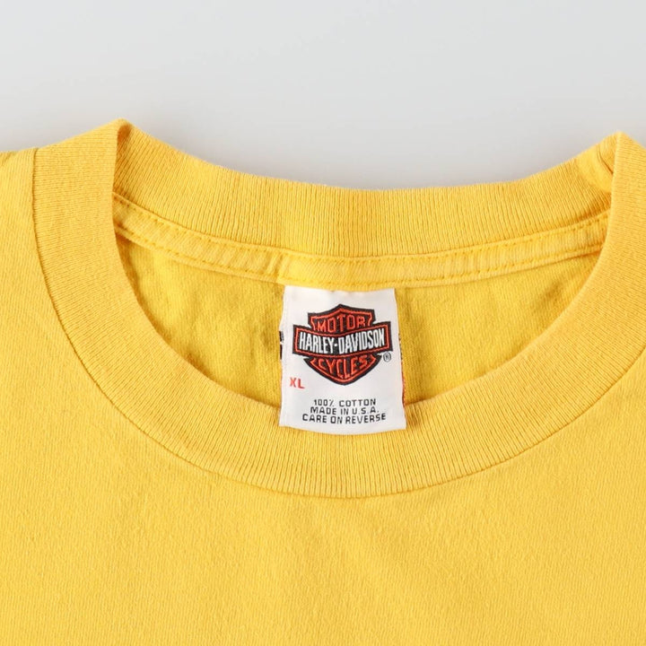 00'S Harley-Davidson Motorcycle Bike T-shirt Made in USA Men's XL cotton yellow type Vintage Second Hand