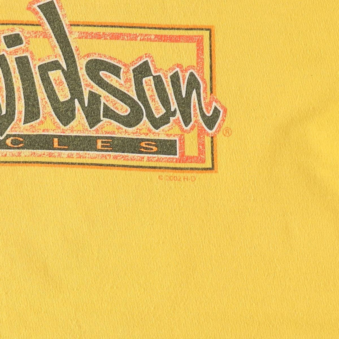 00'S Harley-Davidson Motorcycle Bike T-shirt Made in USA Men's XL cotton yellow type Vintage Second Hand