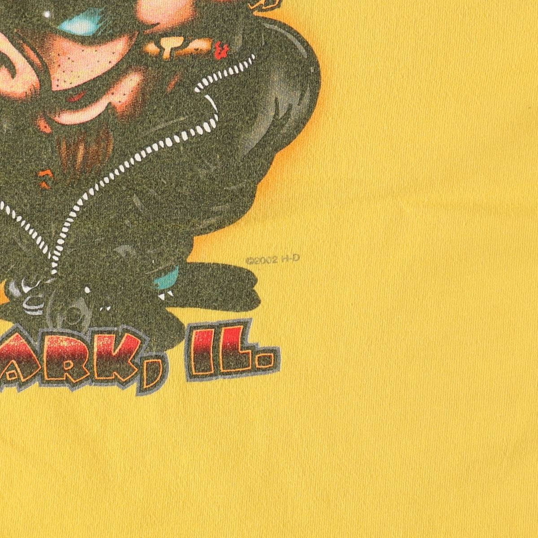 00'S Harley-Davidson Motorcycle Bike T-shirt Made in USA Men's XL cotton yellow type Vintage Second Hand