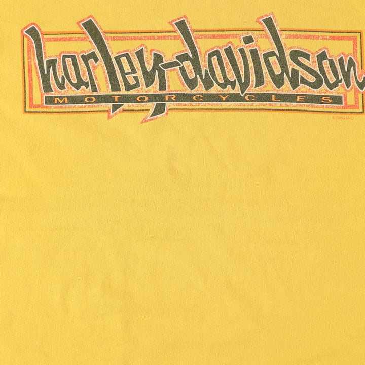 00'S Harley-Davidson Motorcycle Bike T-shirt Made in USA Men's XL cotton yellow type Vintage Second Hand
