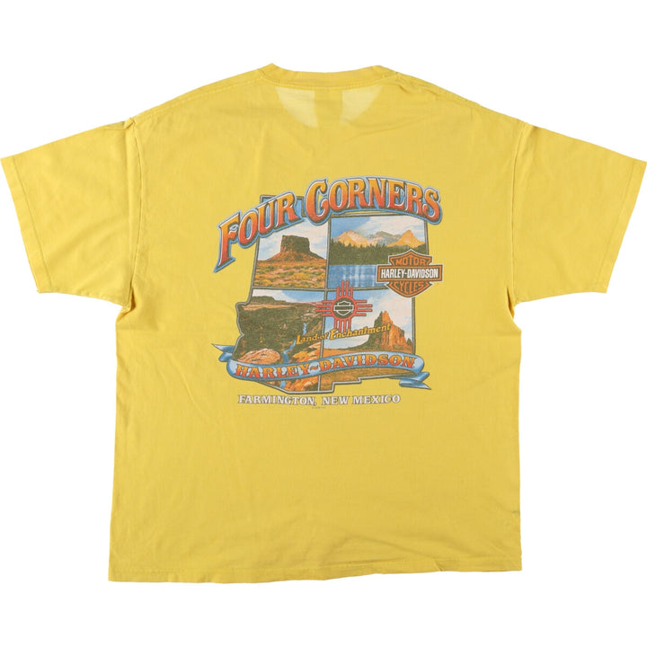 00'S Harley-Davidson Hanes Motorcycle Bike T-shirt Made in USA Men's XL cotton yellow type Vintage Second Hand