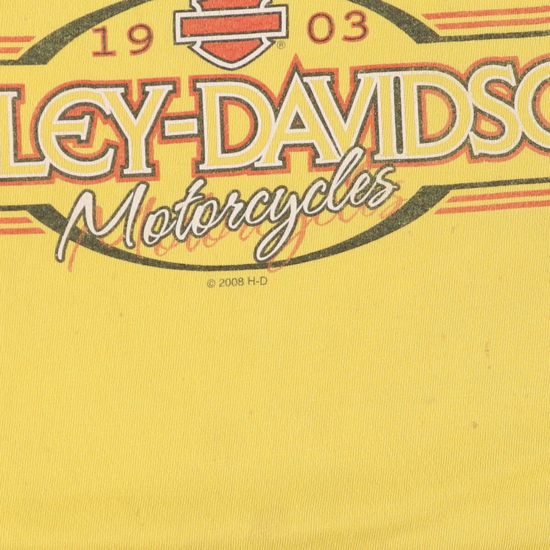 00'S Harley-Davidson Hanes Motorcycle Bike T-shirt Made in USA Men's XL cotton yellow type Vintage Second Hand