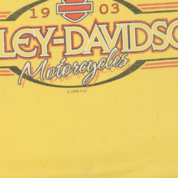 00'S Harley-Davidson Hanes Motorcycle Bike T-shirt Made in USA Men's XL cotton yellow type Vintage Second Hand