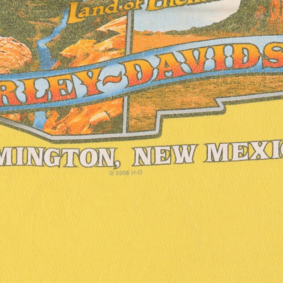 00'S Harley-Davidson Hanes Motorcycle Bike T-shirt Made in USA Men's XL cotton yellow type Vintage Second Hand