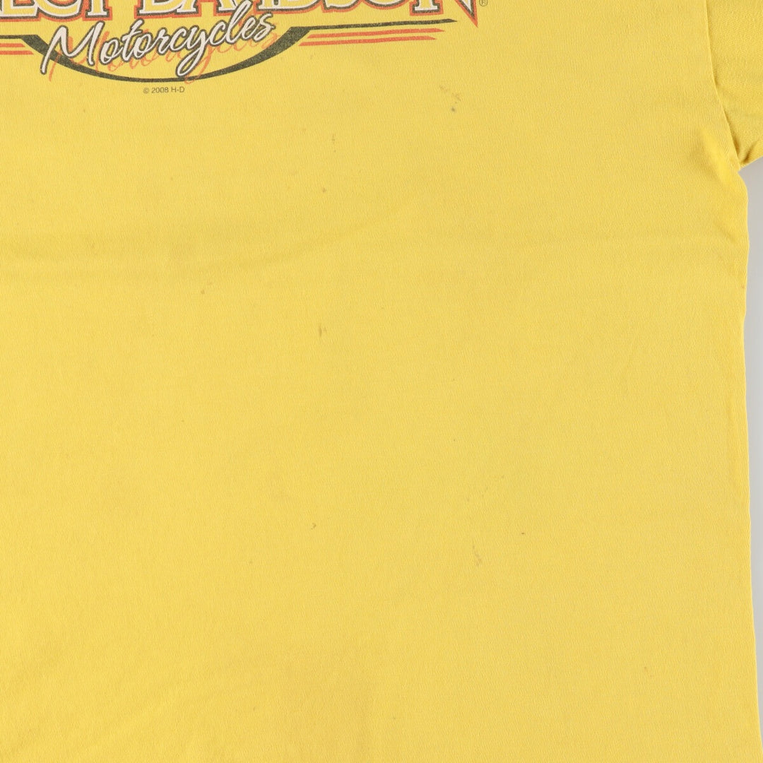 00'S Harley-Davidson Hanes Motorcycle Bike T-shirt Made in USA Men's XL cotton yellow type Vintage Second Hand
