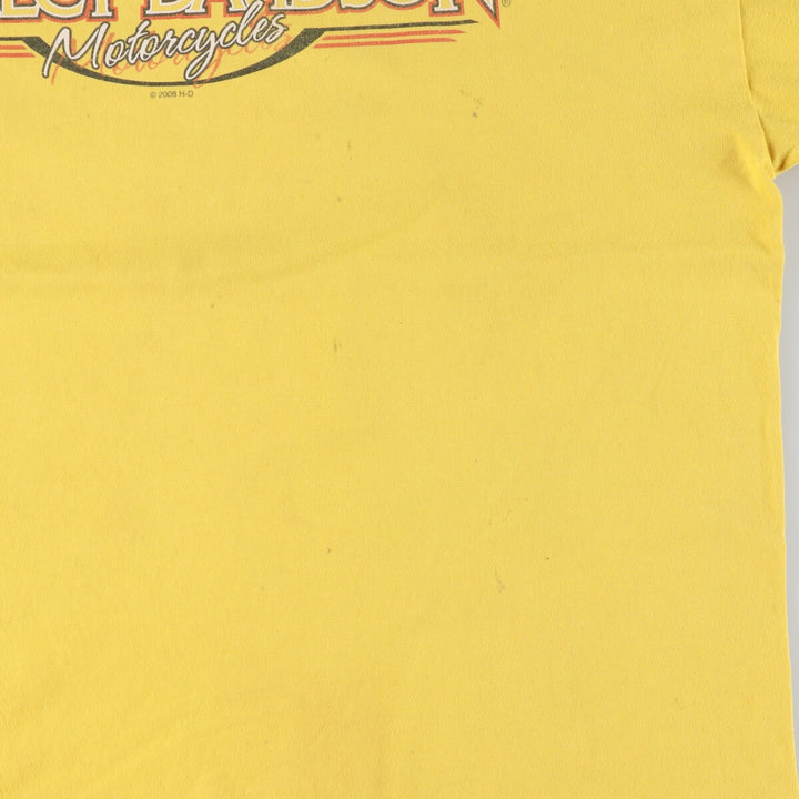 00'S Harley-Davidson Hanes Motorcycle Bike T-shirt Made in USA Men's XL cotton yellow type Vintage Second Hand