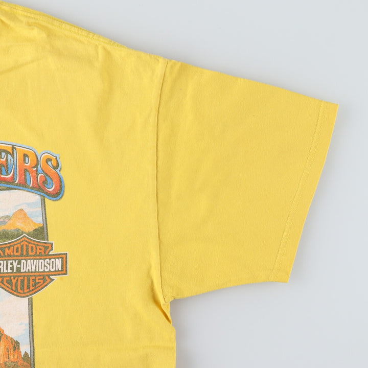 00'S Harley-Davidson Hanes Motorcycle Bike T-shirt Made in USA Men's XL cotton yellow type Vintage Second Hand