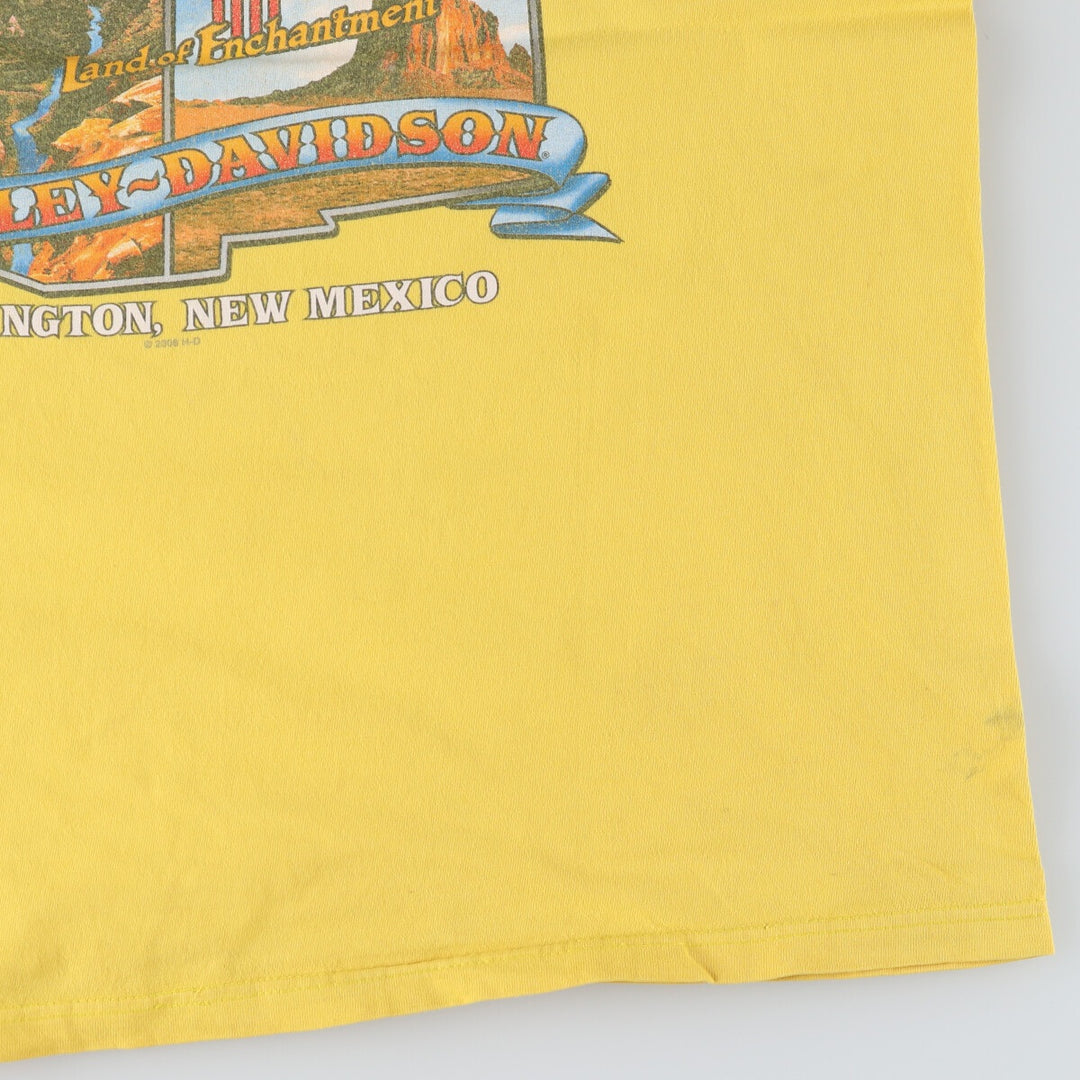 00'S Harley-Davidson Hanes Motorcycle Bike T-shirt Made in USA Men's XL cotton yellow type Vintage Second Hand