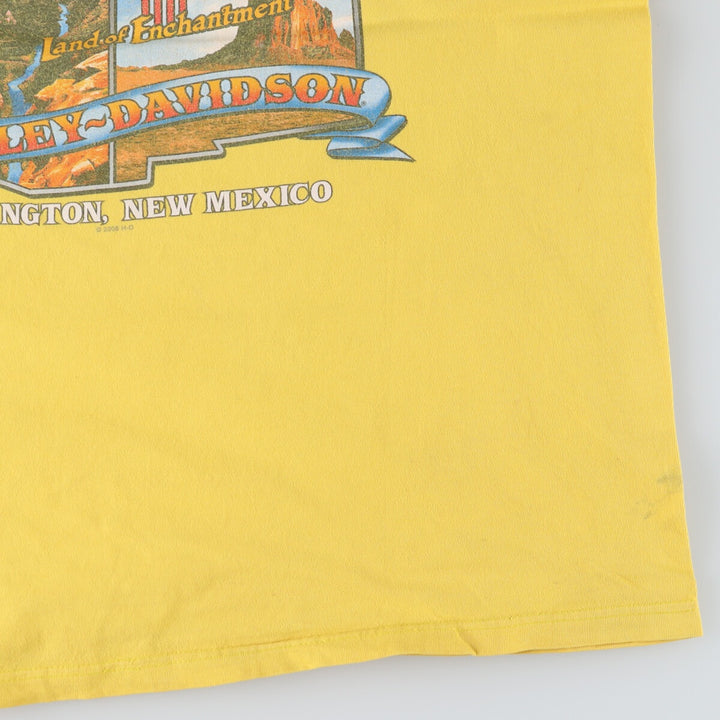 00'S Harley-Davidson Hanes Motorcycle Bike T-shirt Made in USA Men's XL cotton yellow type Vintage Second Hand