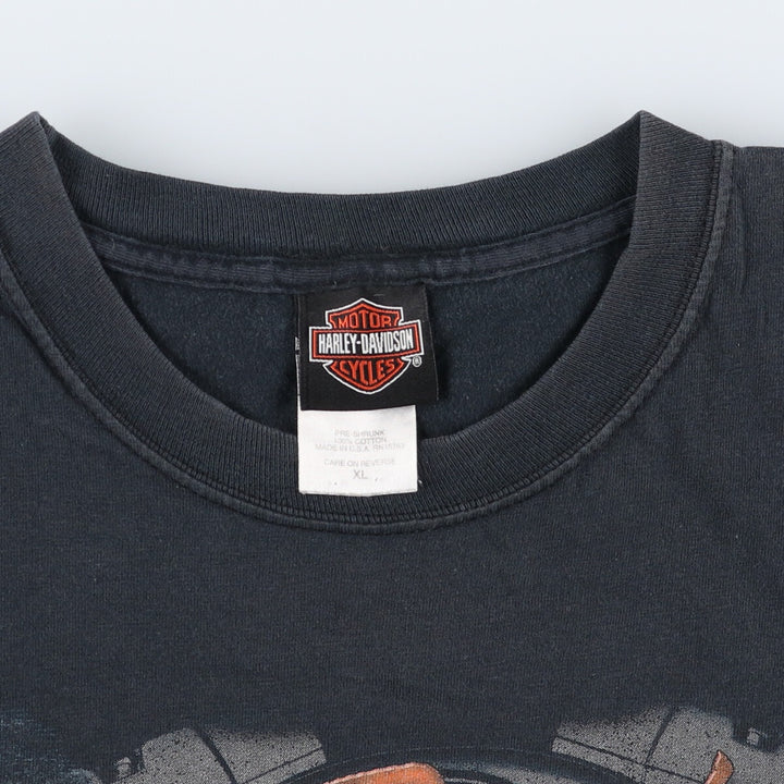 00'S Harley-Davidson Hanes Motorcycle Bike T-shirt Made in USA Men's XL cotton black type Vintage Second Hand