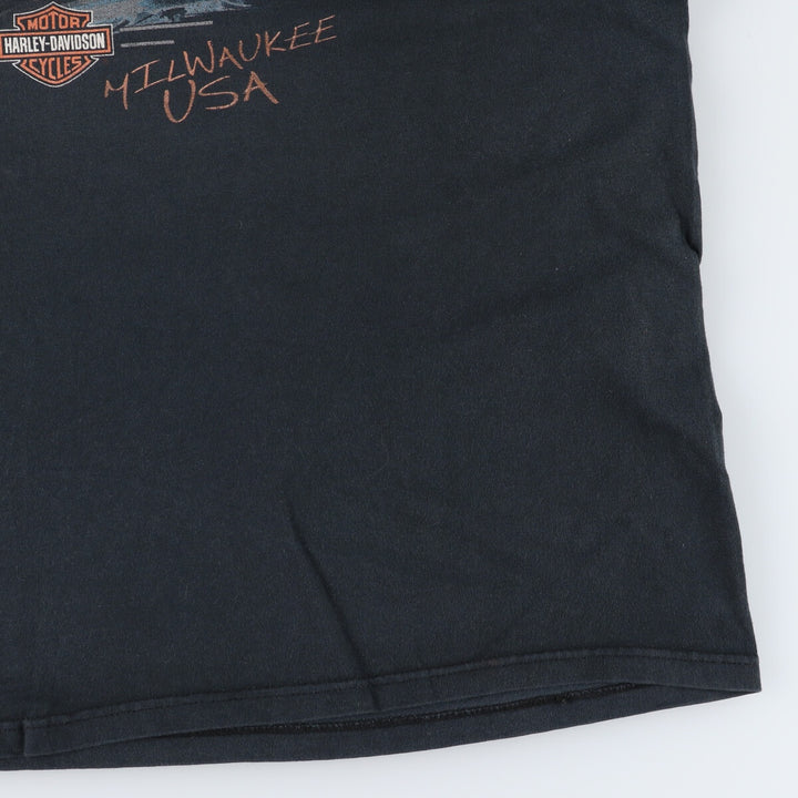 00'S Harley-Davidson Hanes Motorcycle Bike T-shirt Made in USA Men's XL cotton black type Vintage Second Hand