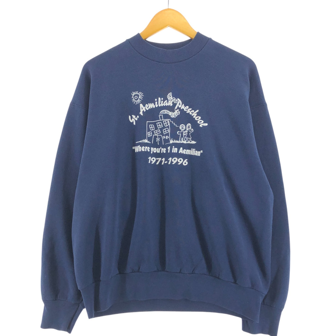 Vintage 90'S Fruit of the Loom print sweatshirt, made in Canada, men's size XL cotton navy blue type Vintage Second Hand