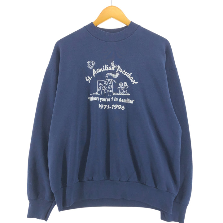 Vintage 90'S Fruit of the Loom print sweatshirt, made in Canada, men's size XL cotton navy blue type Vintage Second Hand