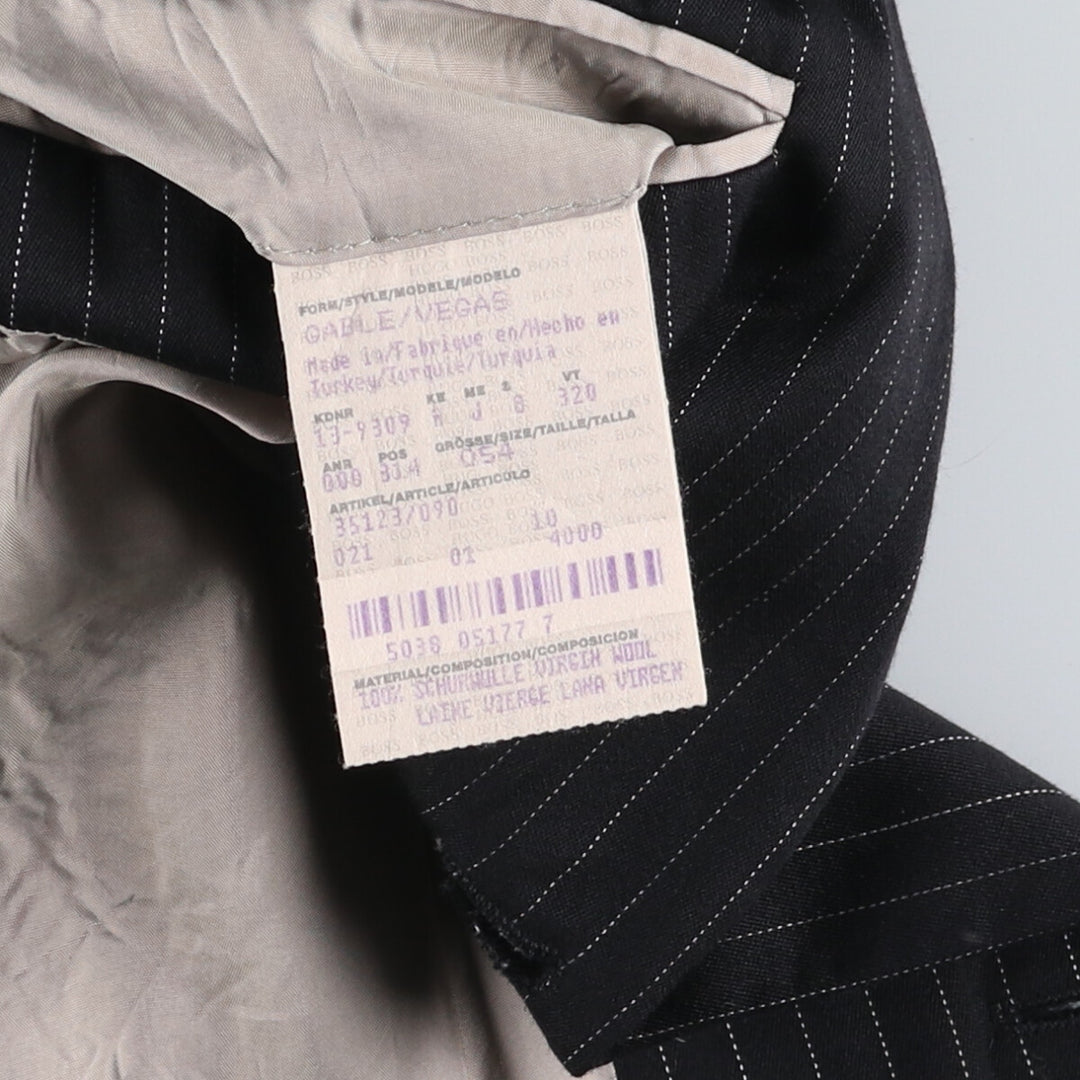 Hugo Boss Striped Wool Tailored Jacket, Men's Size M wool black type Vintage Second Hand