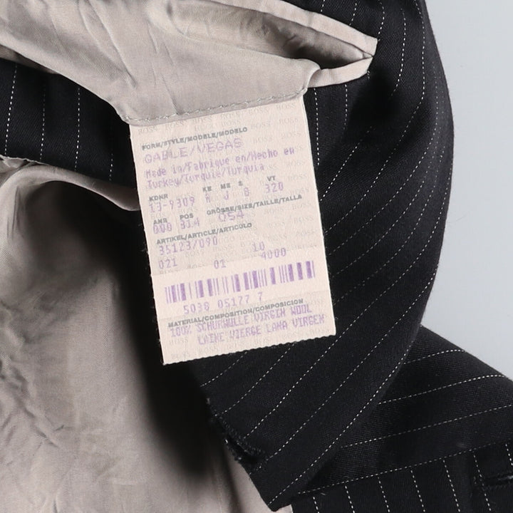 Hugo Boss Striped Wool Tailored Jacket, Men's Size M wool black type Vintage Second Hand