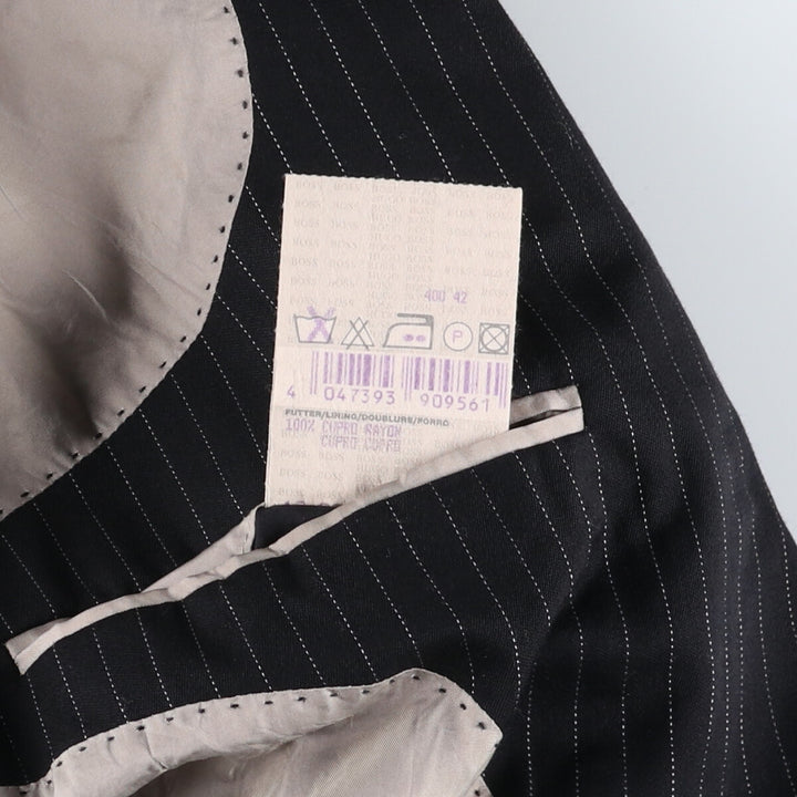 Hugo Boss Striped Wool Tailored Jacket, Men's Size M wool black type Vintage Second Hand