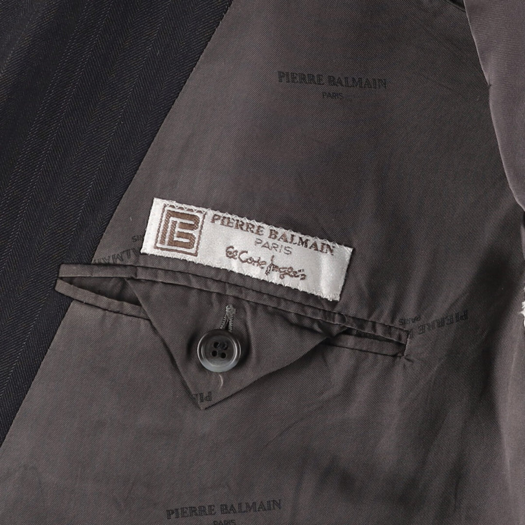 Pierre Balmain PARIS Stripe Pattern Double Breasted Peak Lapel Wool Tailored Jacket Men's M size / eaa523942