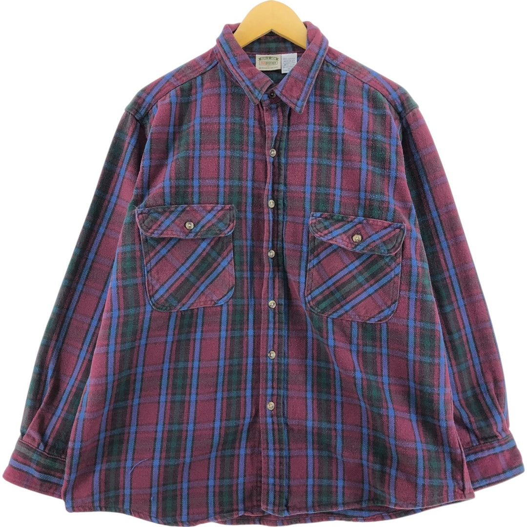90'S Five Brother Long Sleeve Flannel Check Shirt Men's XL Vintage /eaa524027