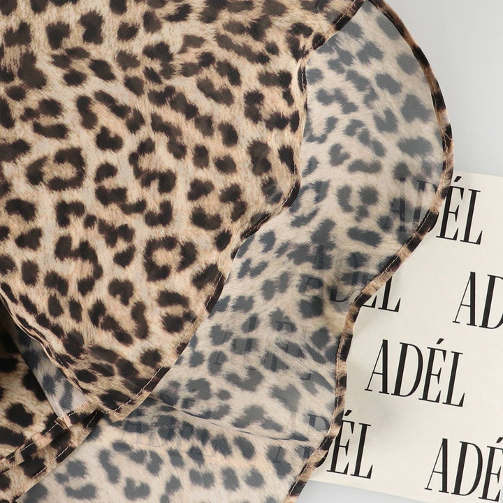 Portmans Leopard Pattern Long Sleeve See-Through Blouse, Women's Size Small polyester Beige type Vintage Second Hand