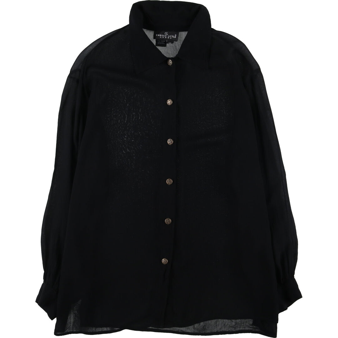 CAROLE LITTLE Long Sleeve See-Through Blouse, Women's Size L Rayon black type Vintage Second Hand