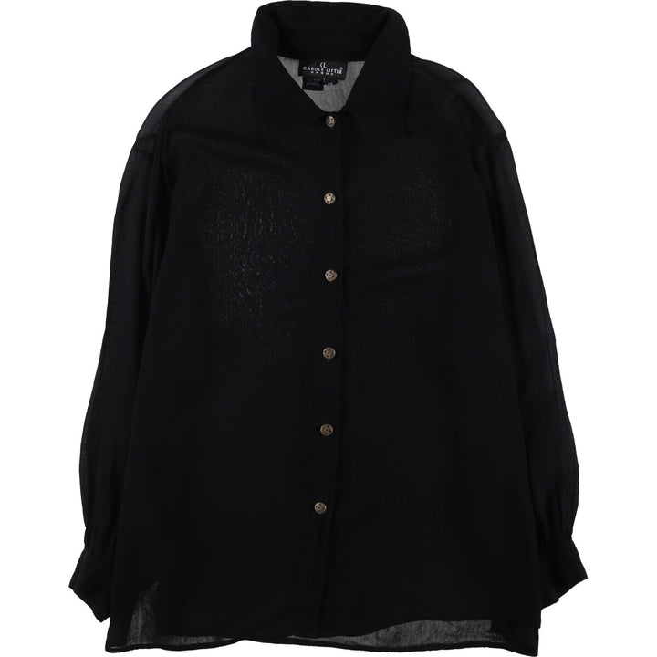 CAROLE LITTLE Long Sleeve See-Through Blouse, Women's Size L Rayon black type Vintage Second Hand