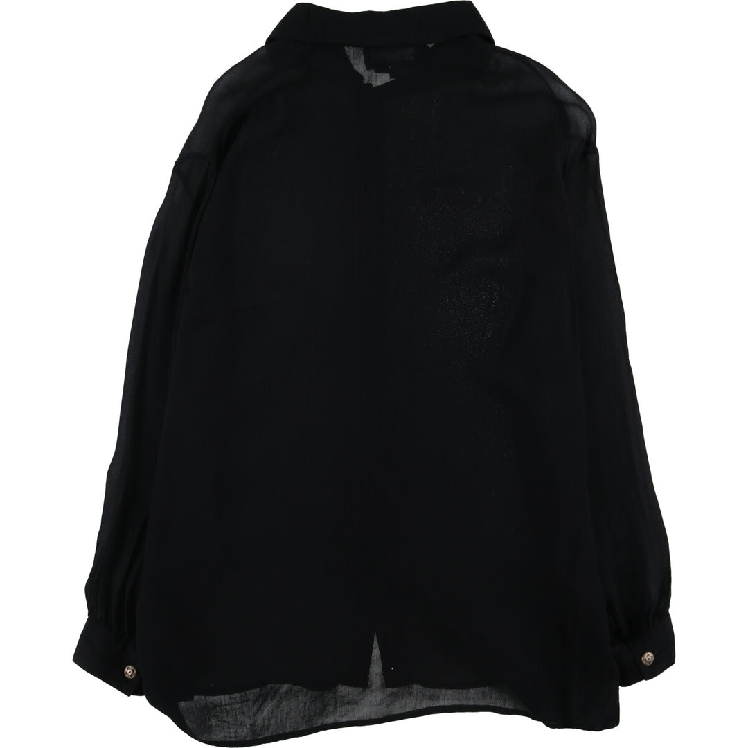 CAROLE LITTLE Long Sleeve See-Through Blouse, Women's Size L Rayon black type Vintage Second Hand