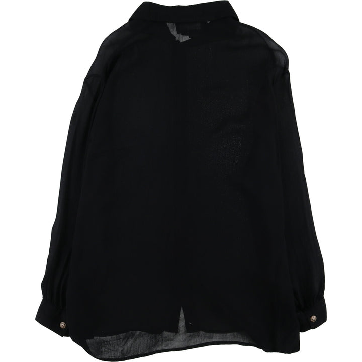 CAROLE LITTLE Long Sleeve See-Through Blouse, Women's Size L Rayon black type Vintage Second Hand