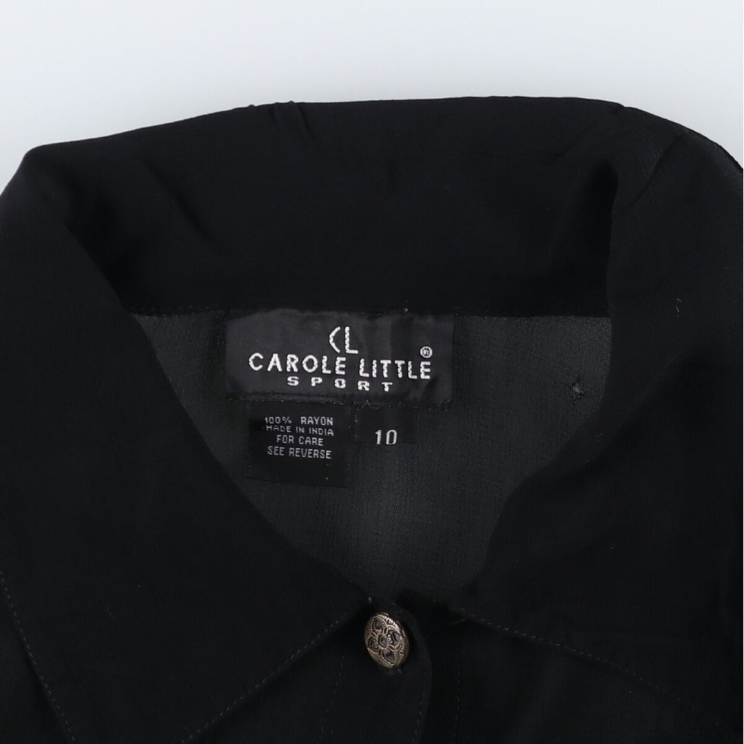 CAROLE LITTLE Long Sleeve See-Through Blouse, Women's Size L Rayon black type Vintage Second Hand
