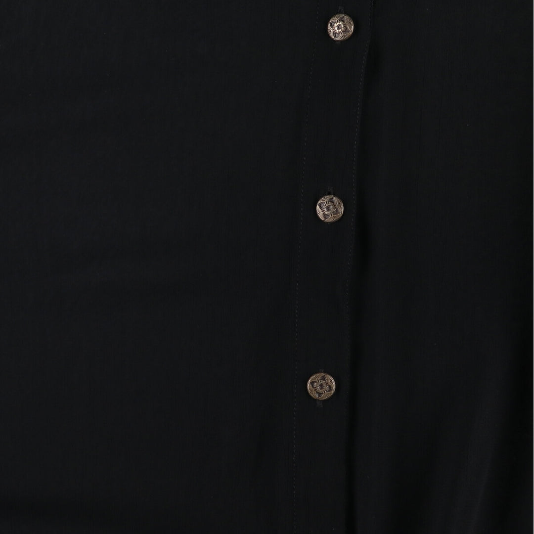 CAROLE LITTLE Long Sleeve See-Through Blouse, Women's Size L Rayon black type Vintage Second Hand