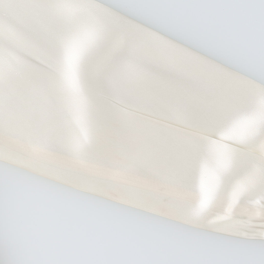 impressions long sleeve open collar blouse, women's size L polyester ivory Vintage Second Hand